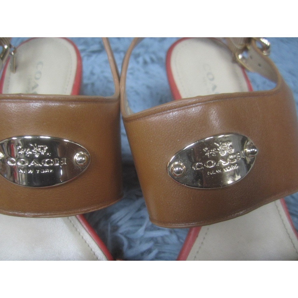 COACH Shoes Womens 6.5 B Slingback Sandals Wedge Watermelon Ginger Hendrick - Picture 5 of 16